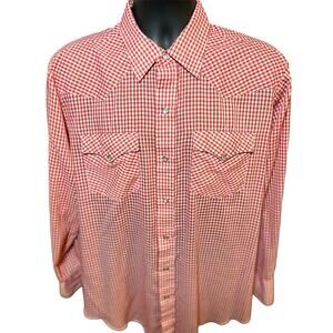 HbarC VTG California Western Pearl Snap Shirt Mens Size 17.5 34 Made in USA‎